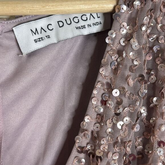 Mac Duggal SEQUINED BUTTERFLY SLEEVE HIGH LOW GOWN dress size 12 - Picture 9 of 14